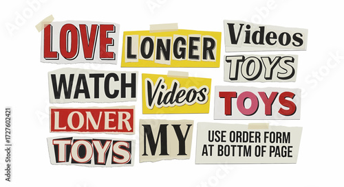 Cutout newspaper letters in ransom note style vector illustration