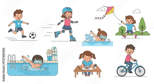 Children Engaging in Various Outdoor and Indoor Activities.