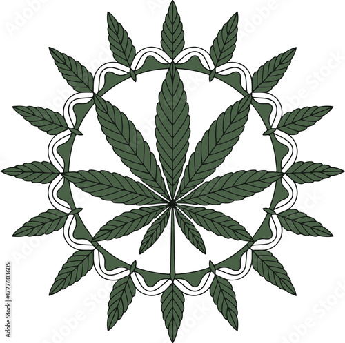 Cannabis Leaf Circle Design Green Plant Medicine Alternative Remedy