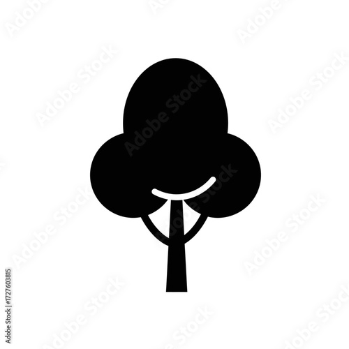 Stylized Black Tree Icon on White Background - Nature and Environment Symbol