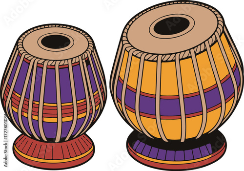 Pair of Tabla Drums Traditional Percussion Instrument from India