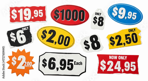 Collection of colorful price tag stickers vector illustration
