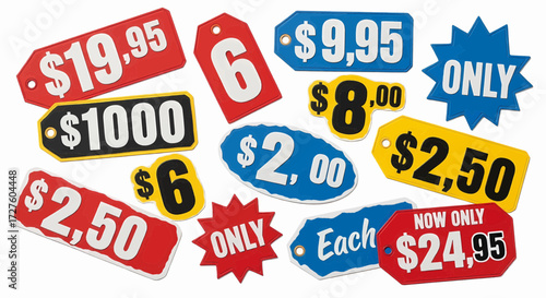 Set of colorful retail sale price tags vector illustration