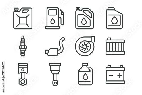 Radiator plug exhaust icon coolant oil battery fuel vector icons engine pipe