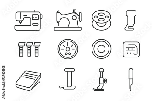 Sewing vector logger system icon pressure tire unit tool chart vehicle icons