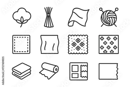 Roll vector fabric linen cotton folded torn icon grid edge card