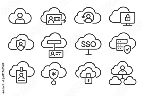 Id remote token login icons icon cloud enforcement user vector policy identity