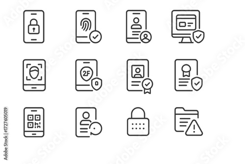 Pass dashboard icon digital app recovery alert icons identity vector unlock mobile