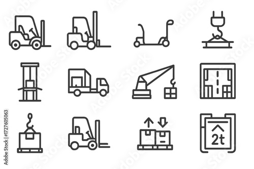 Equipment truck standard lifter pallet vector forklift icon icons warehouse hoist loader