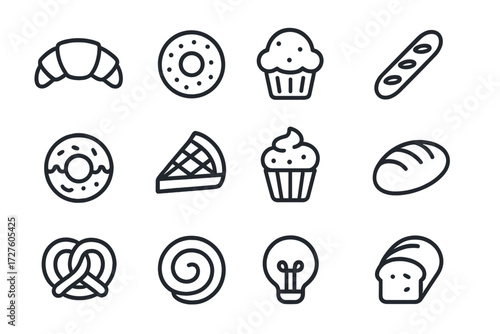 Bag vector mop bulb icon paper light bakery broom icons cleaning household