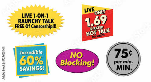 Collection of adult chat line promotional vector illustration