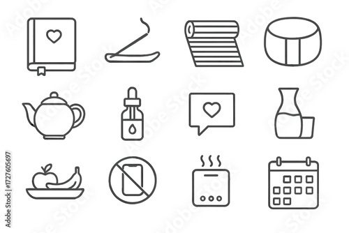Bamboo mindful icon mat living essential essentials vector carafe cushion symbol air