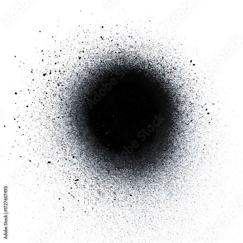 Abstract Black Spray Paint Splatter on White Background