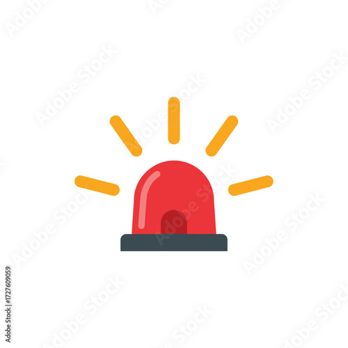 A simplified red emergency siren with radiating yellow light beams