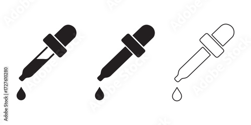 Vector dropper design set, Pipette, Medicine, and Essential oil dispenser design