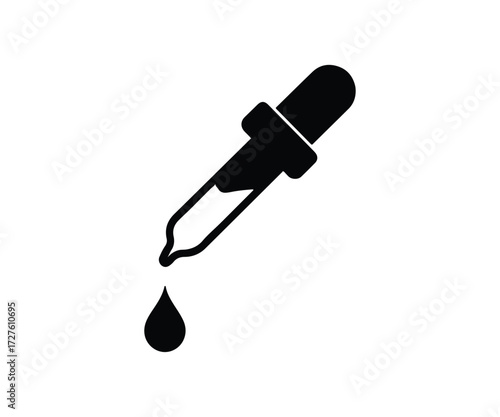 Dropper with a drop isolated on white background for medical and science use