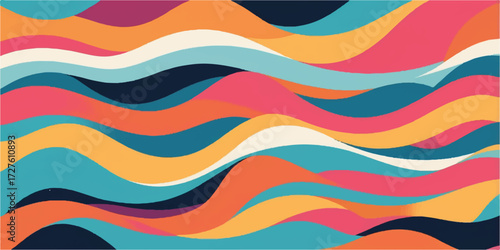 Abstract waves of vibrant colors create a stunning vector pattern, with a light and airy feel perfect for a colorful summer banner