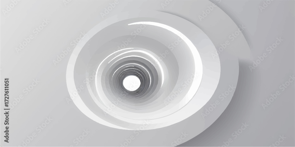 Obraz premium Silver 3d futuristic spiral staircase tunnel design