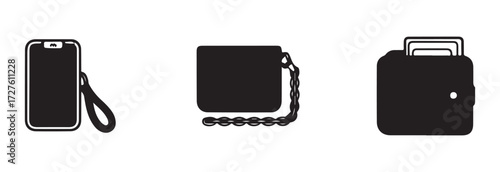 Wallet icon, wallet icon in glyph style, wallet vector icon set in black color, simple vector icon wallet, money purse set, wallet symbol, vector illustration EPS 10.