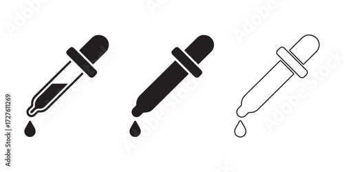Vector dropper silhouette showing liquid and droplets