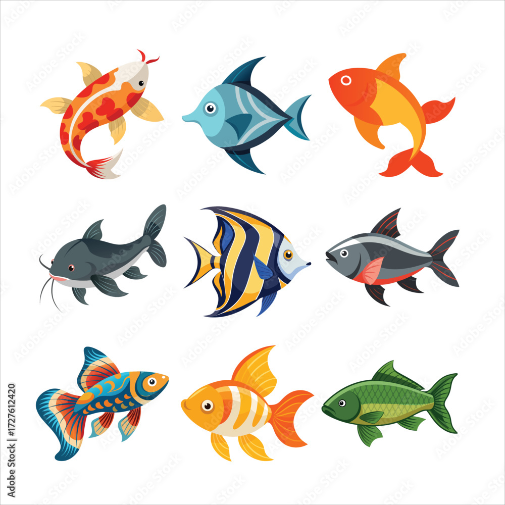 Fototapeta premium Colorful aquatic creatures fish goldfish