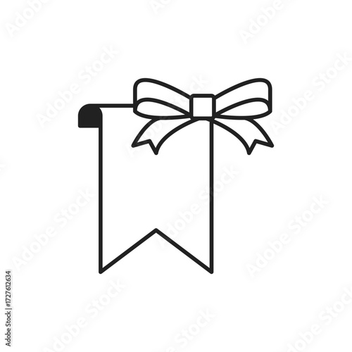 Bookmark Ribbon Icon, Award and Prize Outline Symbol