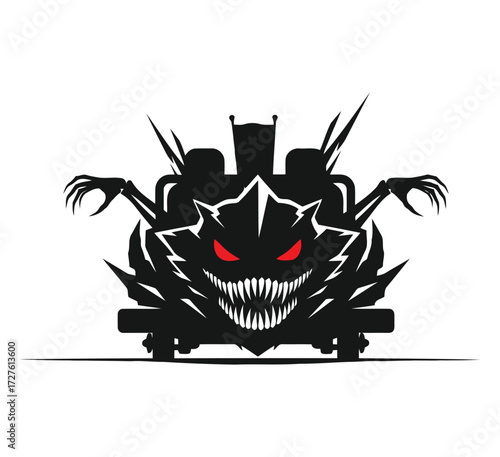 Monster truck with glowing red eyes