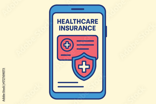 Smartphone displaying healthcare insurance card and shield icon for protection