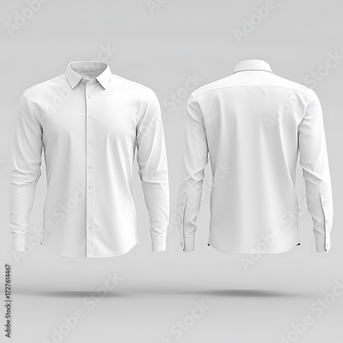 White dress shirt front and back mockup 