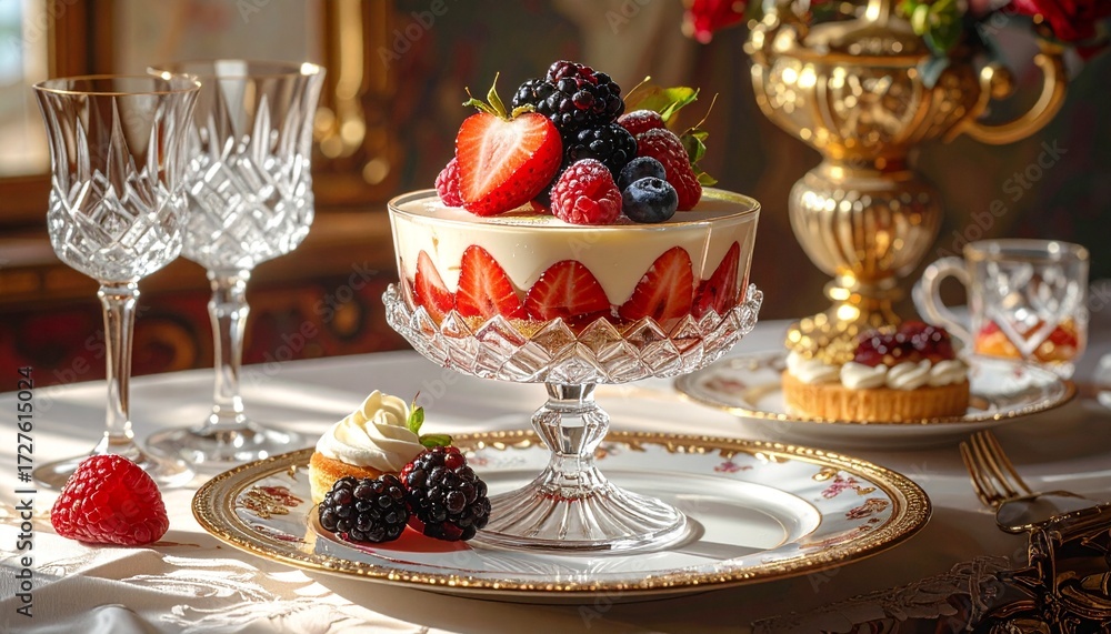 Naklejka premium Gourmet dessert shite cake.