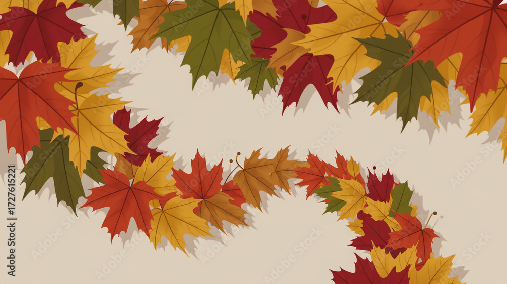 Fototapeta premium Scattered autumn maple leaves on a light background