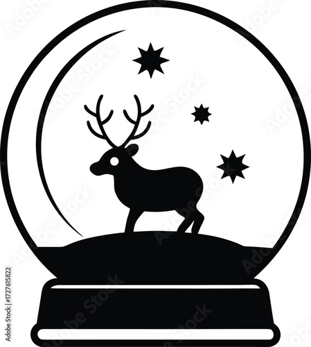 christmas reindeer with red ribbon