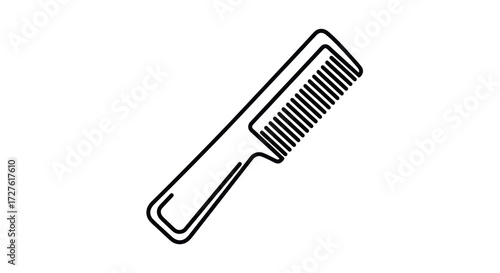 Black Outline Drawing of a Hair Comb for Styling.