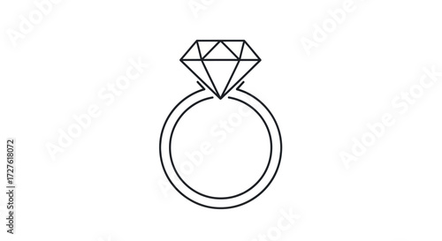 Simple Line Art Diamond Ring Illustration.