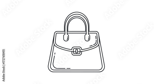 Elegant Outline Drawing of a Classic Womens Handbag with Handle and Clasp.
