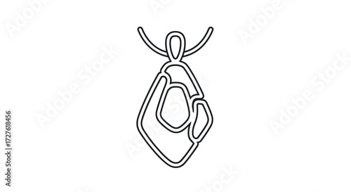 Outline of a pendant with a unique abstract design and hanging loop.