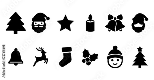 Christmas icon bundle vector