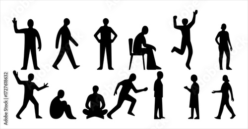 Human silhouette icon bundle design vector