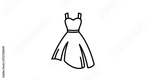 Simple Black and White Outline of a Dress.