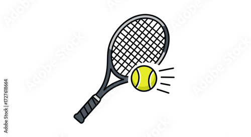 Tennis Racket and Ball Illustration with Motion Lines.