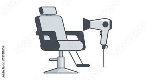 Professional Barber Chair and Hair Dryer Illustration.