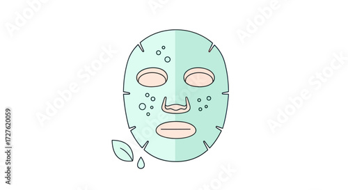 Pastel Green Face Mask with Skin Imperfection Illustration.