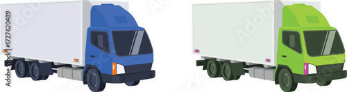 Men delivery service courier and truck shipping with a mobile smart phone