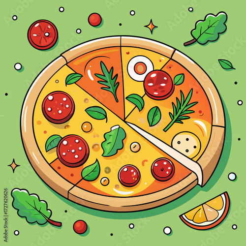 pizza with tomato and cheese