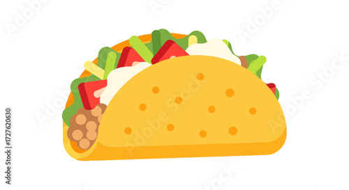 Deliciously Filled Taco with Fresh Toppings and Crispy Shell.