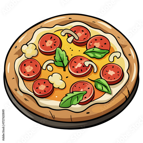 pizza with salami and cheese