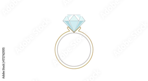 Elegant Diamond Ring Illustration with Faceted Gemstone.