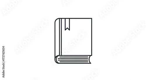 Simple Line Art Illustration of a Closed Book with Bookmark.