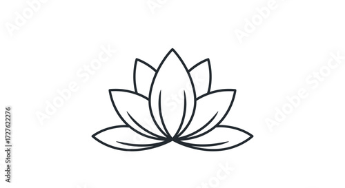 Minimalist Outline of a Blooming Lotus Flower.