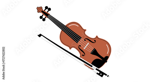 Classic Violin and Bow Musical Instrument Illustration.
